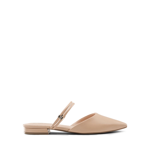 Pointed Toe Two-Way Slip on Mules - NUDE - 2